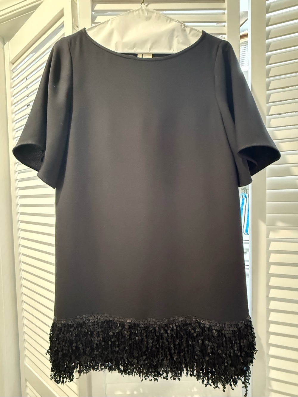 Kate Spade Black Shift Mini with Sequin Fringe - Small